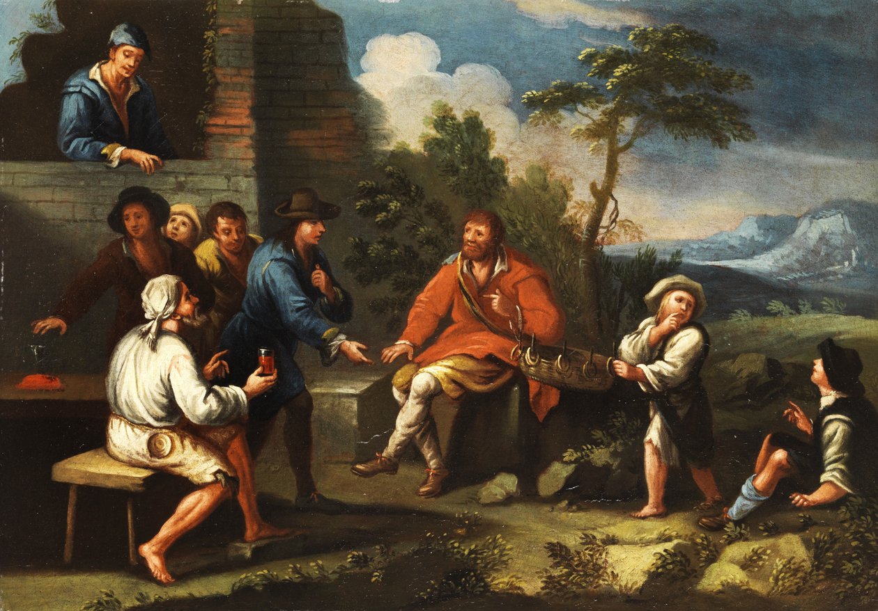 Campesinos italianos jugando a lanzar anillos de Paolo Monaldo