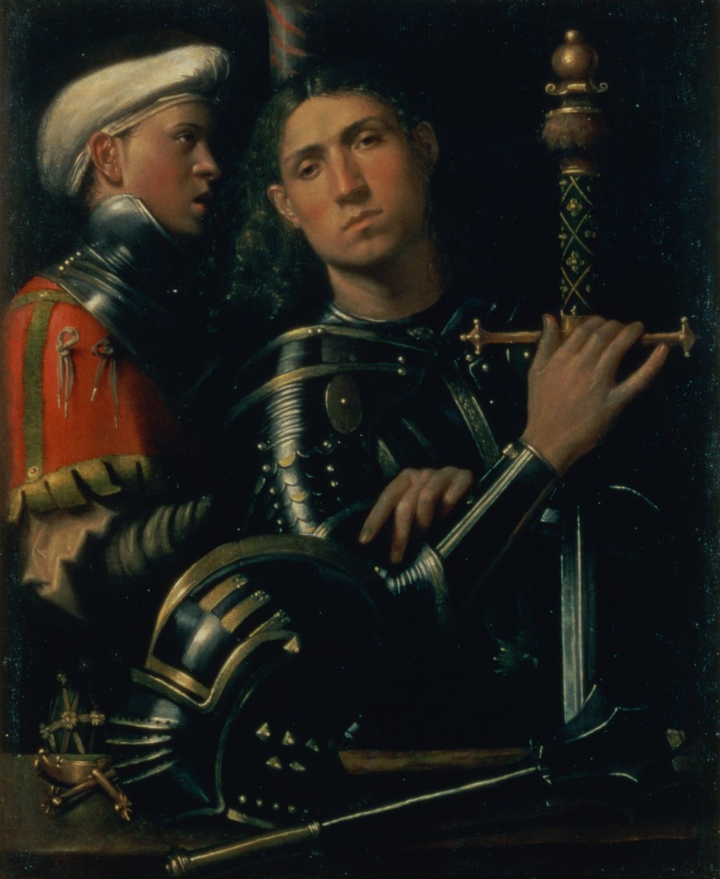 Retrato de un capitán militar con su escudero, c.1518-22 de Paolo Morando Cavazzola