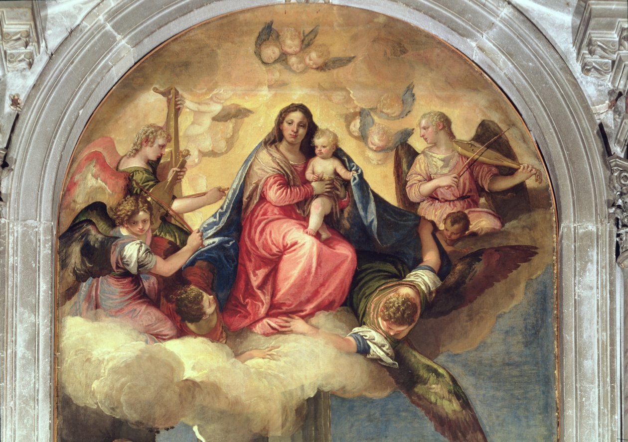 Virgen y Niño con ángeles músicos (detalle) de Paolo Veronese
