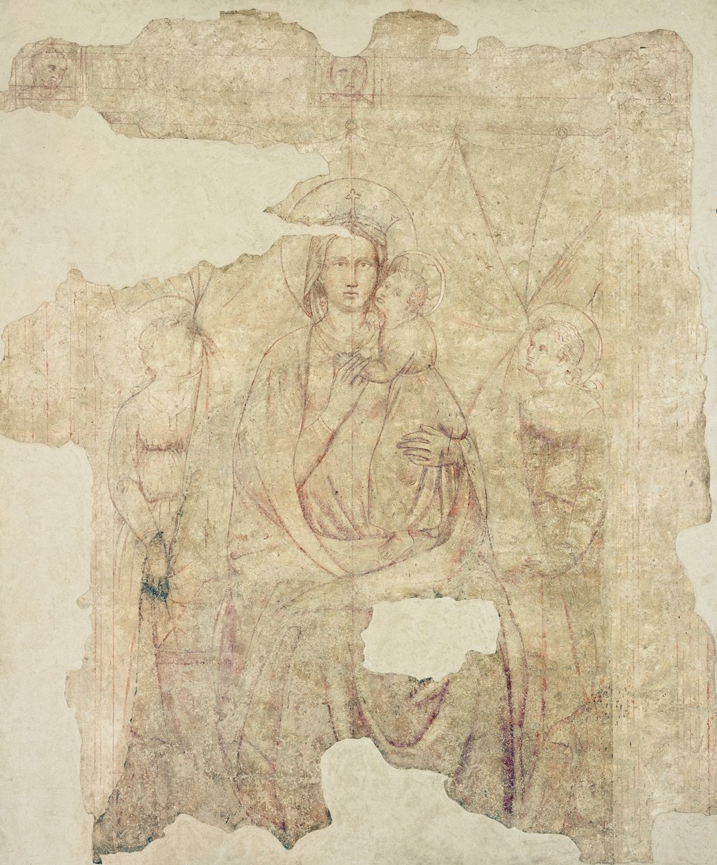 Madonna y el Niño entronizados, dibujo para un fresco de Paolo di Stefano Badaloni Schiavo