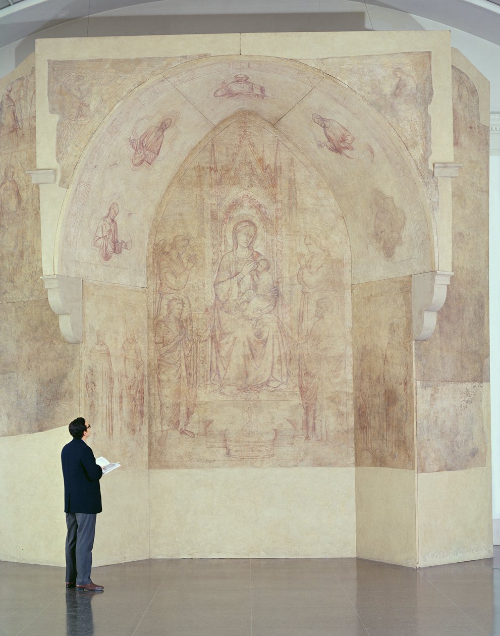 Madonna y Niño entronizados, dibujo para un fresco de Paolo di Stefano Badaloni Schiavo