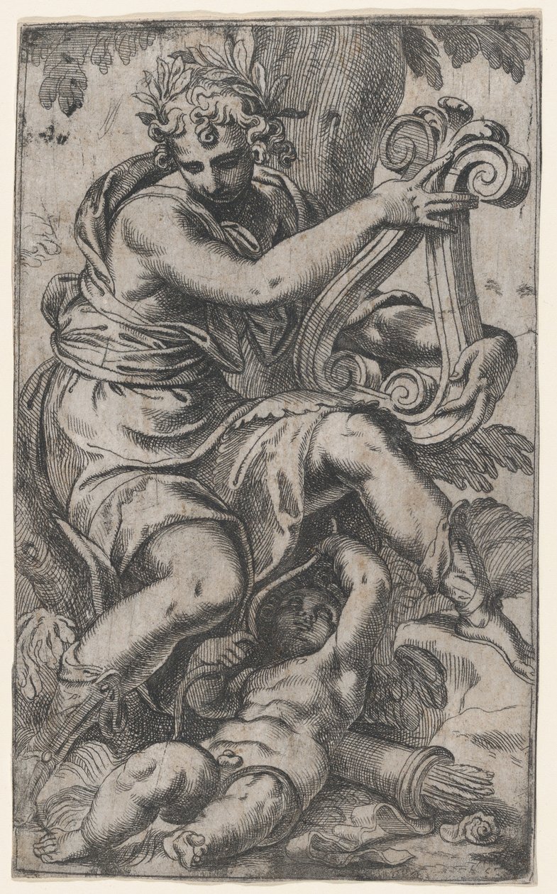 Cupido y Apolo con una lira, ca. 1568 de Paolo Farinati
