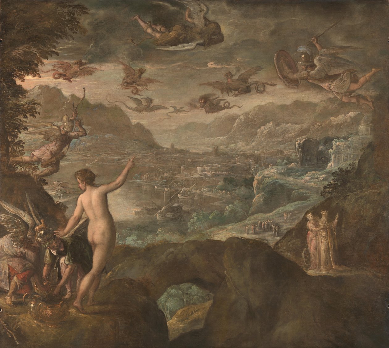 Paisaje con la Expulsión de las Harpías de Paolo Fiammingo