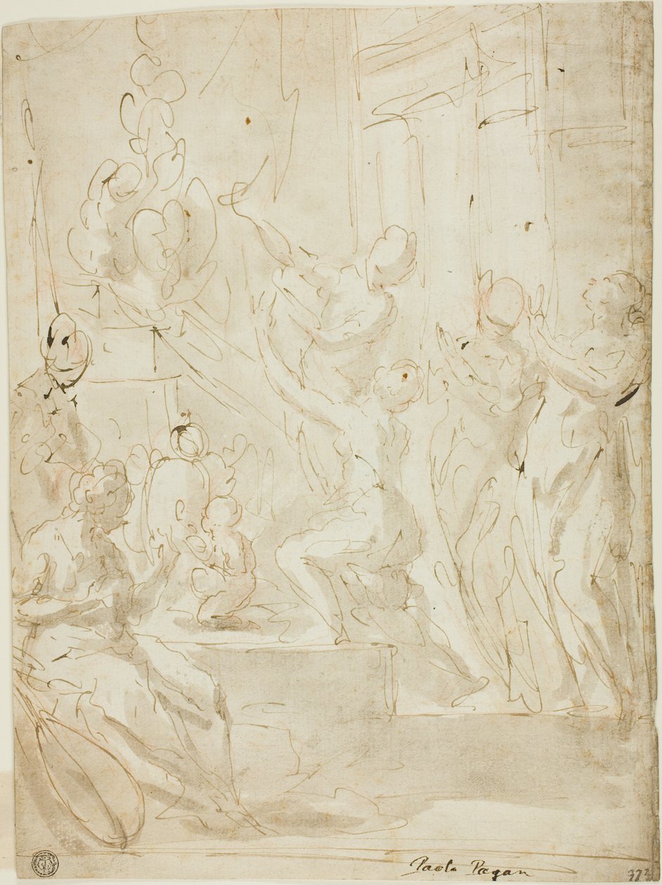 Figuras en un altar o sacrificio clásico de Paolo Pagani