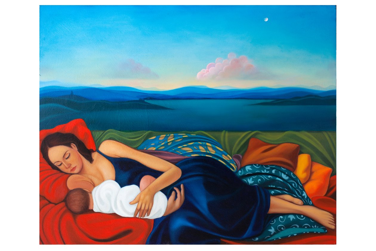 Barbara e Artemisia, 2020 (óleo sobre panel de madera) de Paolo Perfranceschi