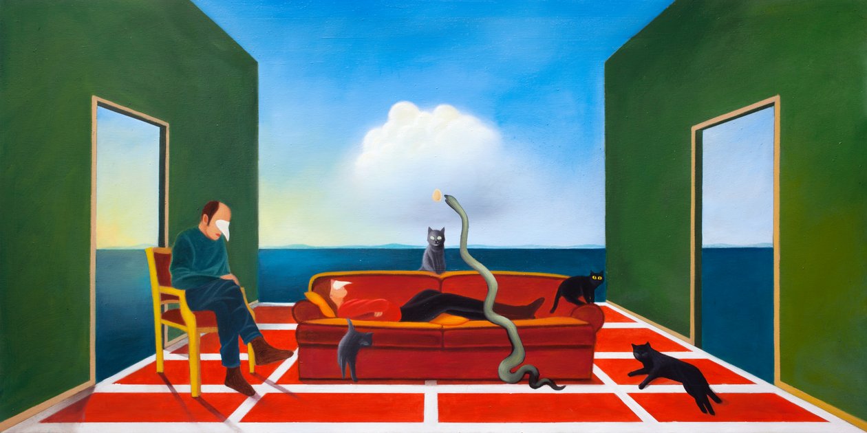 La terapia, 2021 (óleo sobre panel de madera) de Paolo Perfranceschi