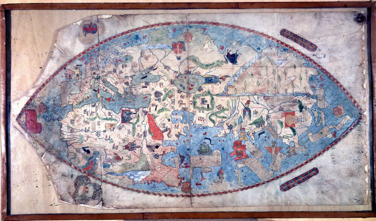 Mapa del mundo de Paolo Toscanelli (1397 - 1497). 1457. Este mapa representa la imagen europea de la Tierra antes del descubrimiento de los grandes continentes. Biblioteca Nacional de Florencia de Paolo Toscanelli