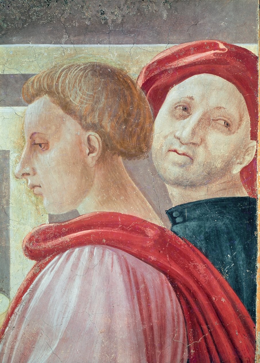 Cabezas de dos hombres, de la Presentación de María en el Templo, 1433-34 (detalle) de Paolo Uccello