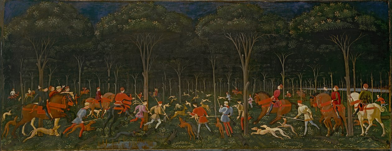 La caza en el bosque, c.1465-70 de Paolo Uccello