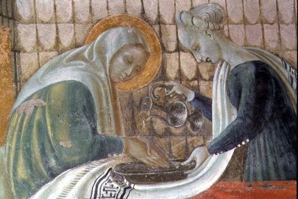 La Natividad de la Virgen (detalle) de Paolo Uccello