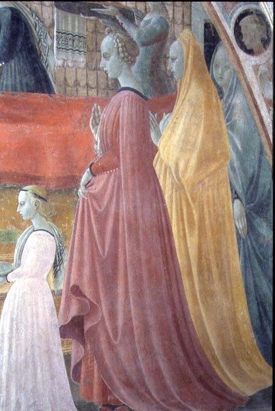 La Natividad de la Virgen, (detalle) que representa a las mujeres de la familia del donante, de la Capilla de la Asunción de Paolo Uccello