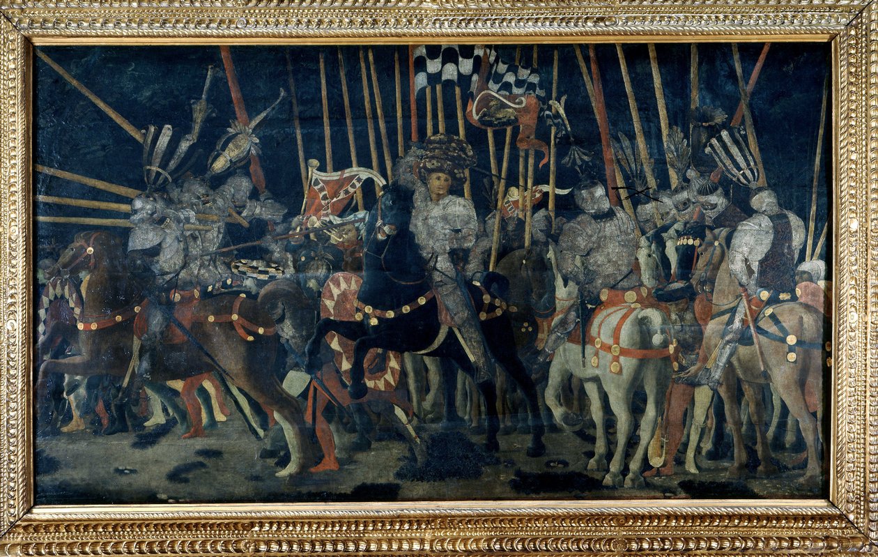 El contraataque de Micheletto da Cotignola (La Batalla de San Romano). Segundo episodio que ilustra el contraataque de Micheletto da Cotignola. Pintura de Paolo di Dono llamado Paolo Uccello (1397-1475) de Paolo Uccello