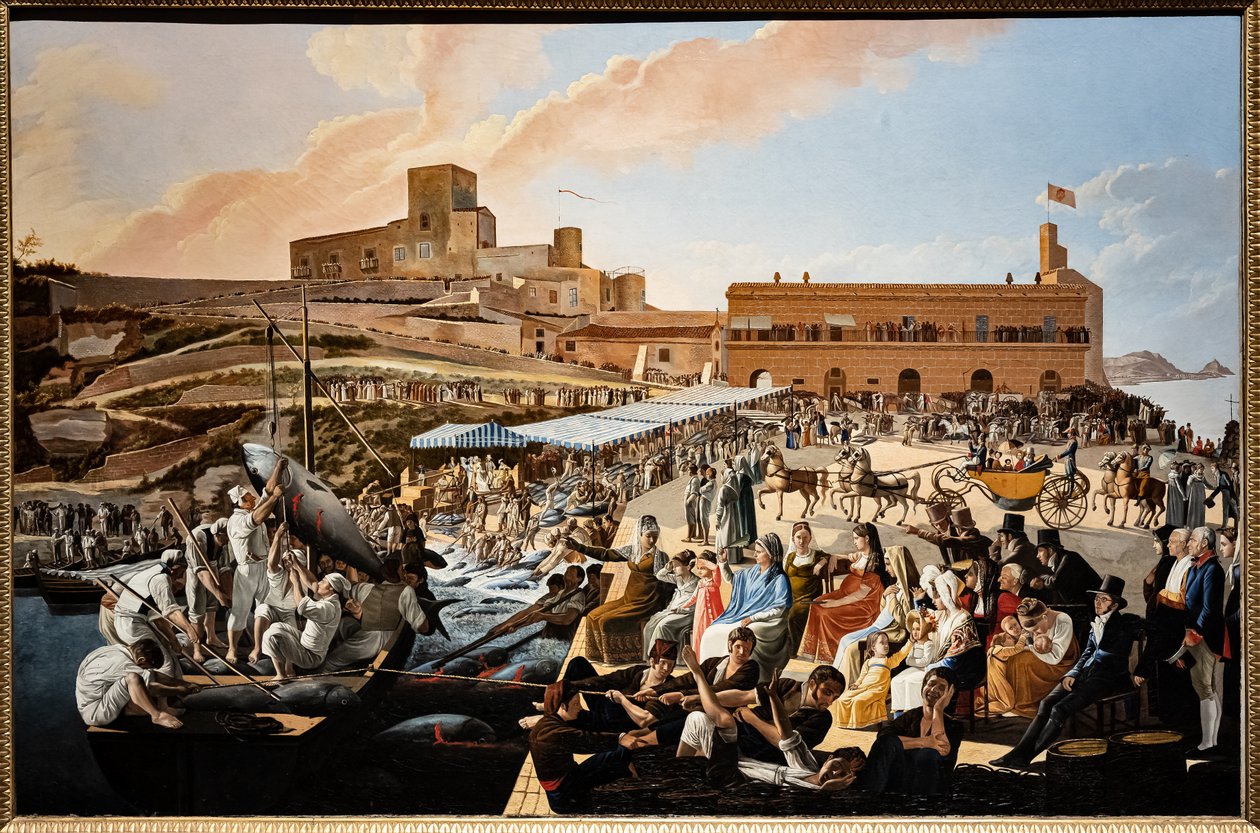 La mattanza del atún en Solanto ante la presencia de la familia real de Paolo de Albertis