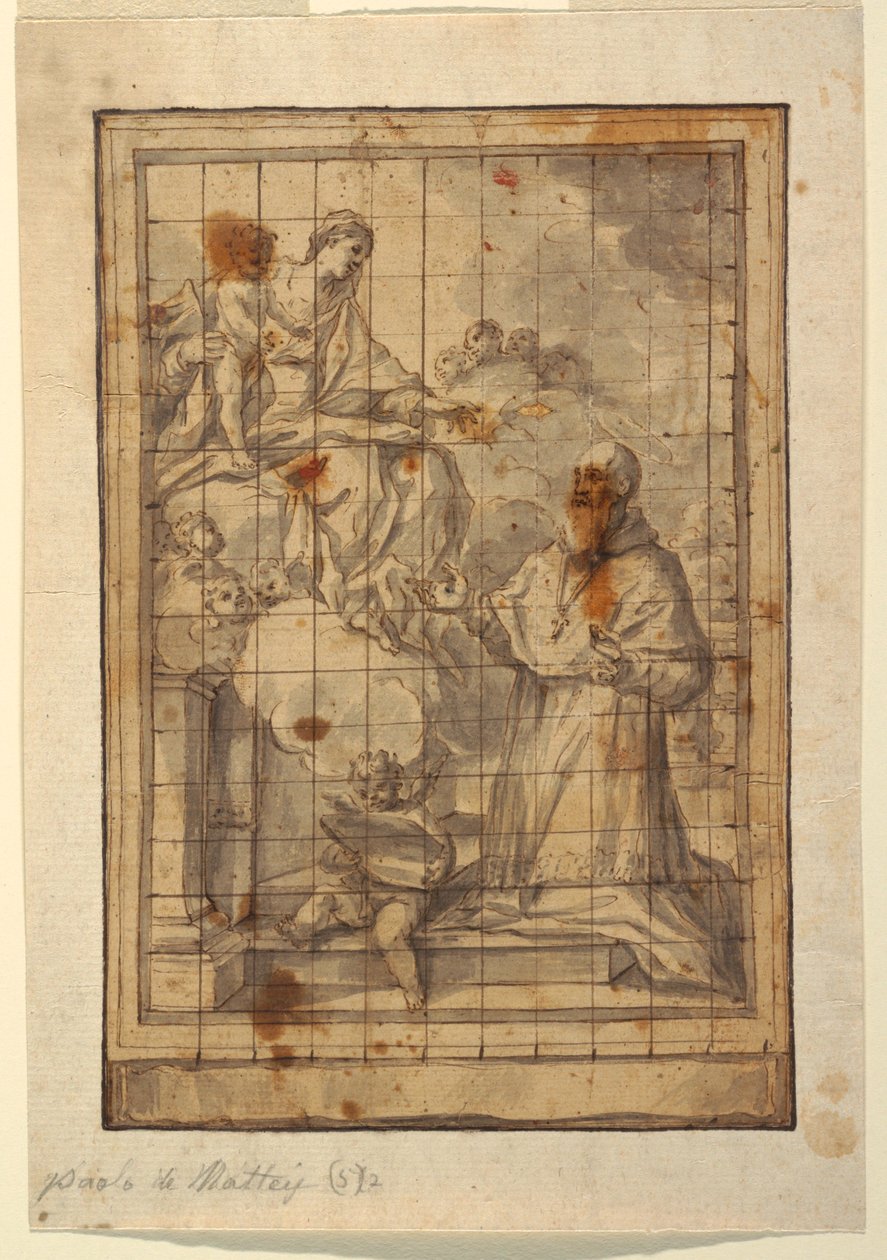Dibujo, Virgen con el Niño en gloria, ca. 1600-1700 de Paolo de Mattheis