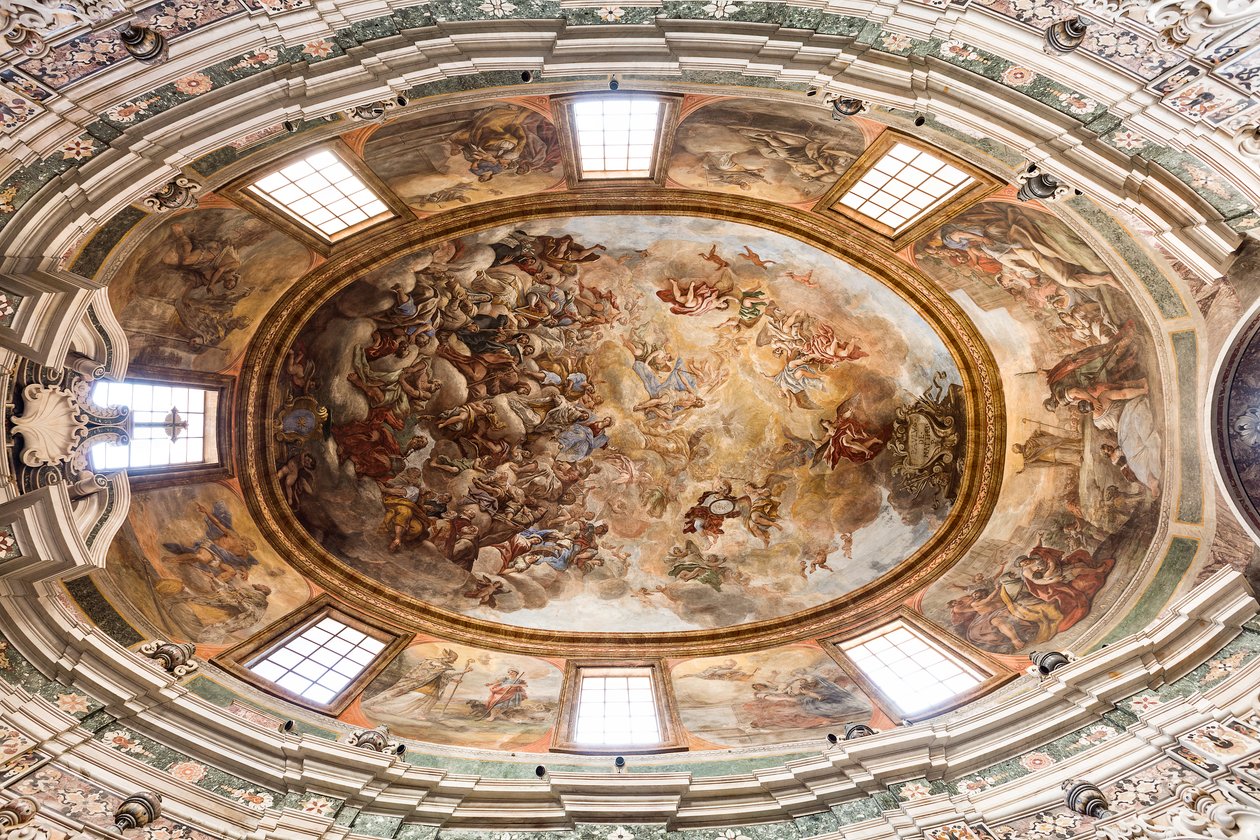 Catedral de San Cataldo, Capilla de San Cataldo, Bóveda pintada al fresco con la gloria de San Cataldo, Taranto, Apulia (foto) de Paolo di Matteis