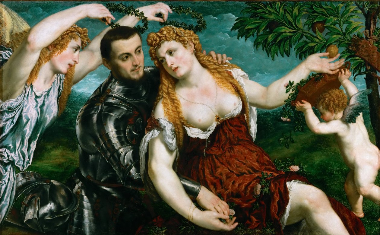 Alemán: Allegorie (Mars, Venus, Victoria und Cupido) Alegoría (Marte, Venus, Victoria y Cupido) de Paris Bordone