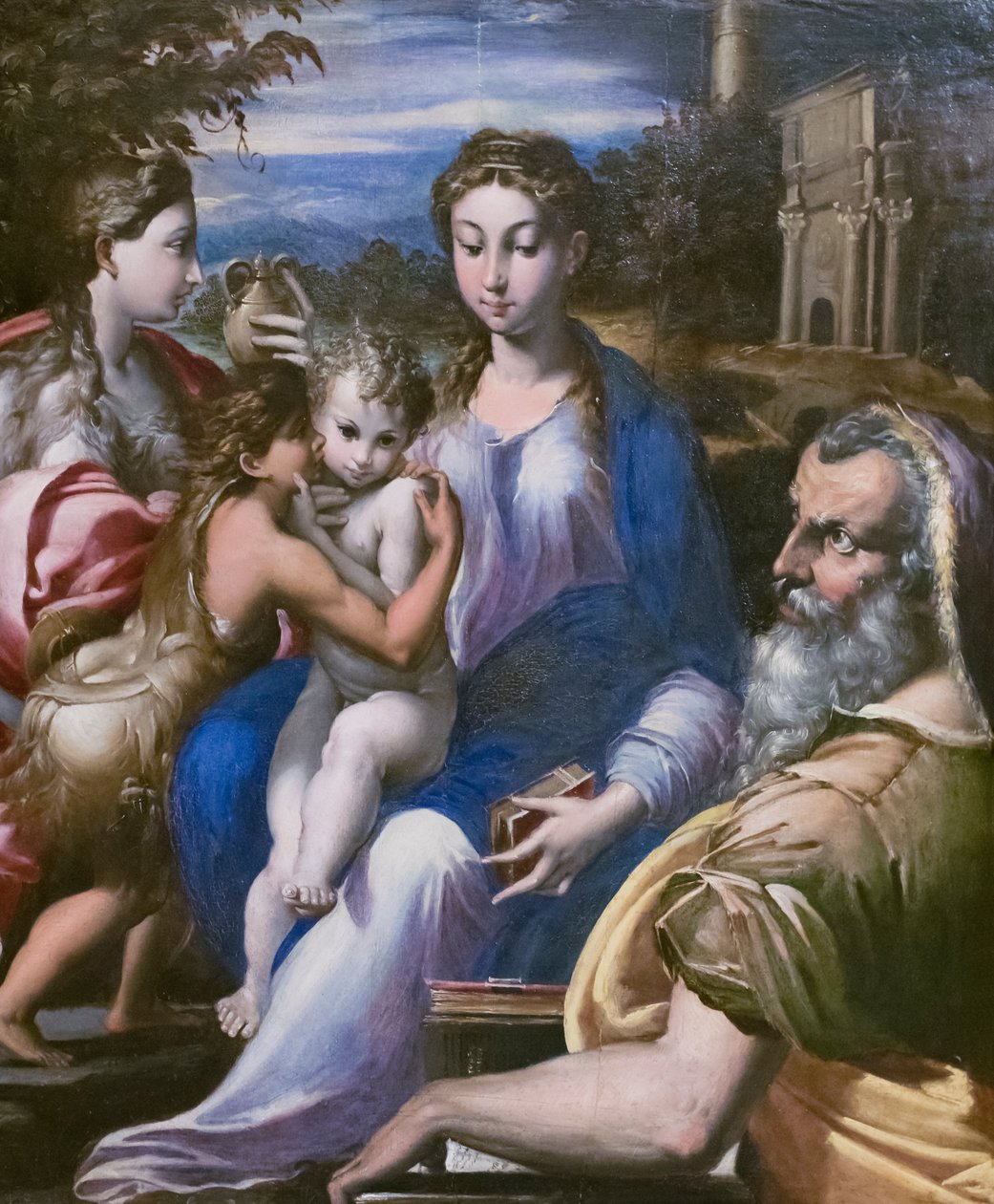 La Sagrada Familia con San Juan Bautista y María Magdalena de Parmigianino (1503 40) (follower of)