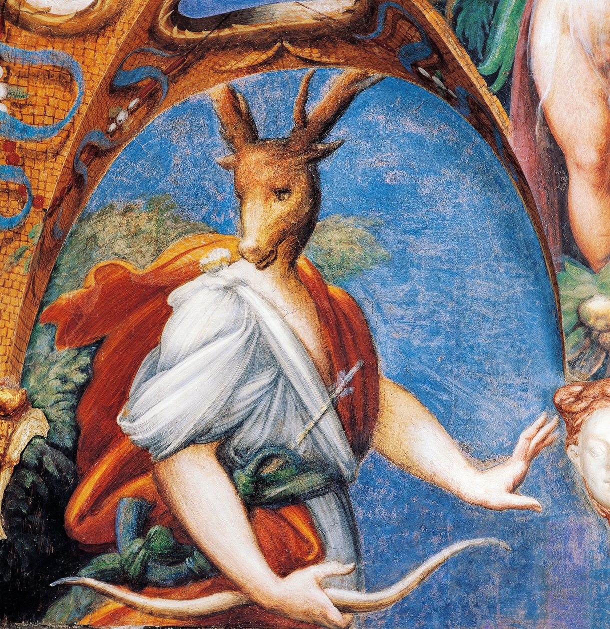 Transformación de Acteón en ciervo, del Mito de Diana y Acteón, circa 1524 de Parmigianino