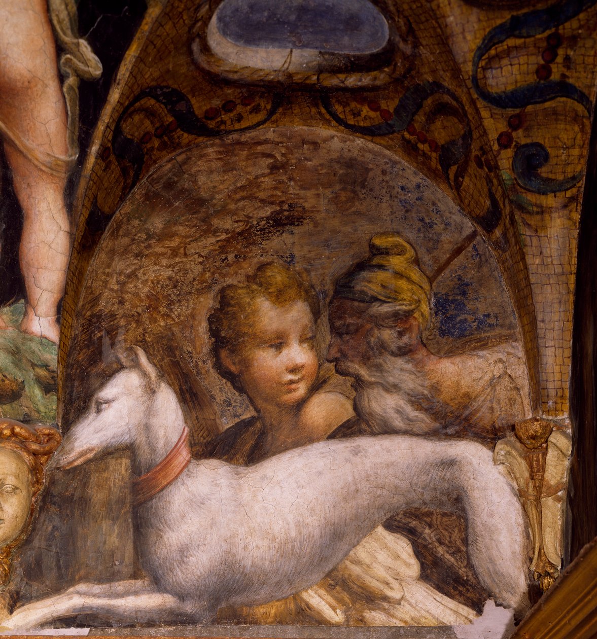 Perro y cazador, del Mito de Diana y Acteón de Parmigianino