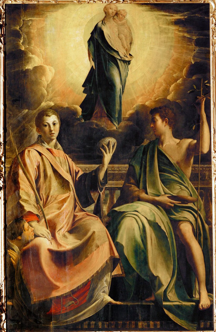 Virgen con San Esteban y donante, y San Juan Bautista ... de Parmigianino (1503 40)