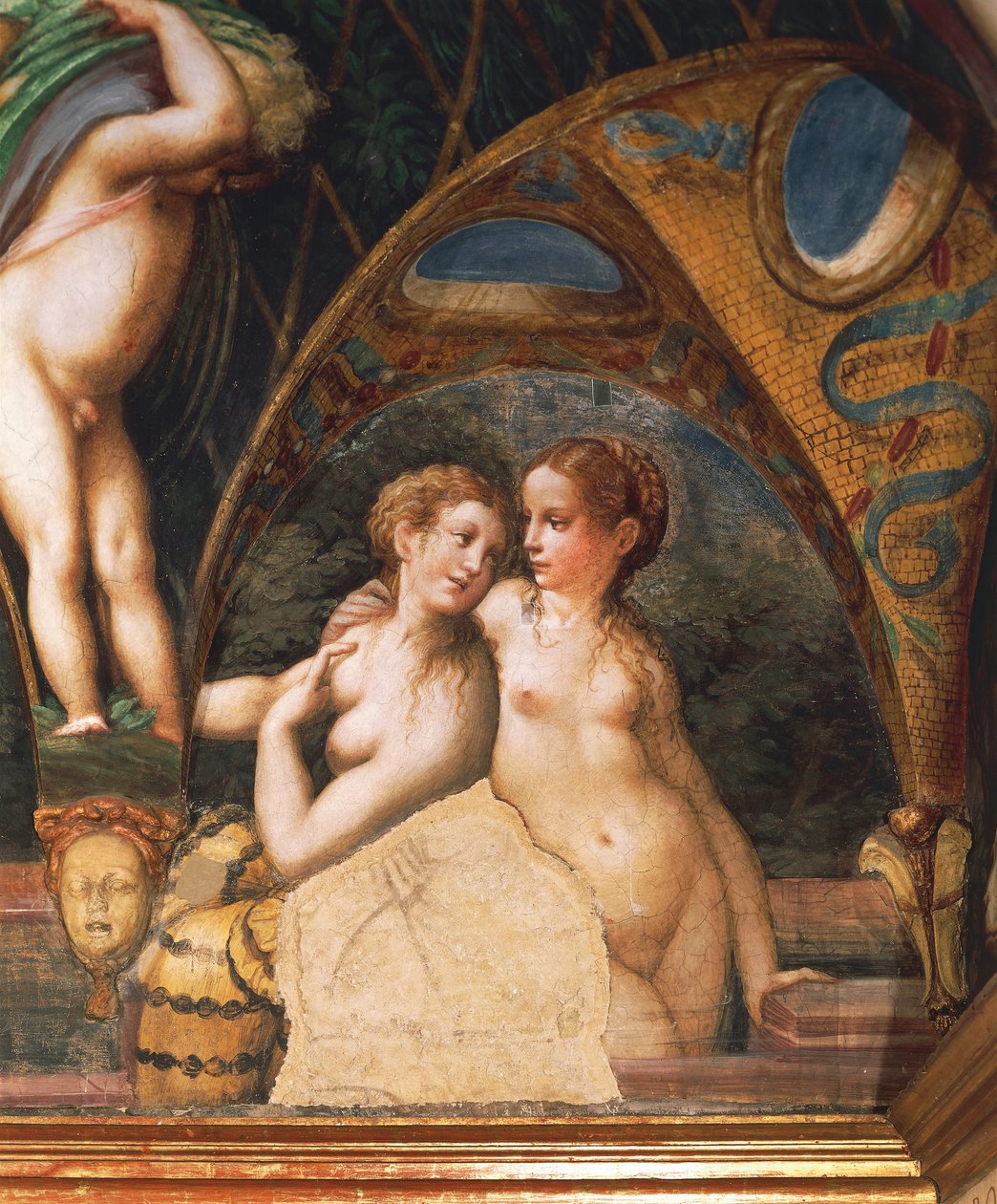Par de ninfas, del Mito de Diana y Acteón de Parmigianino
