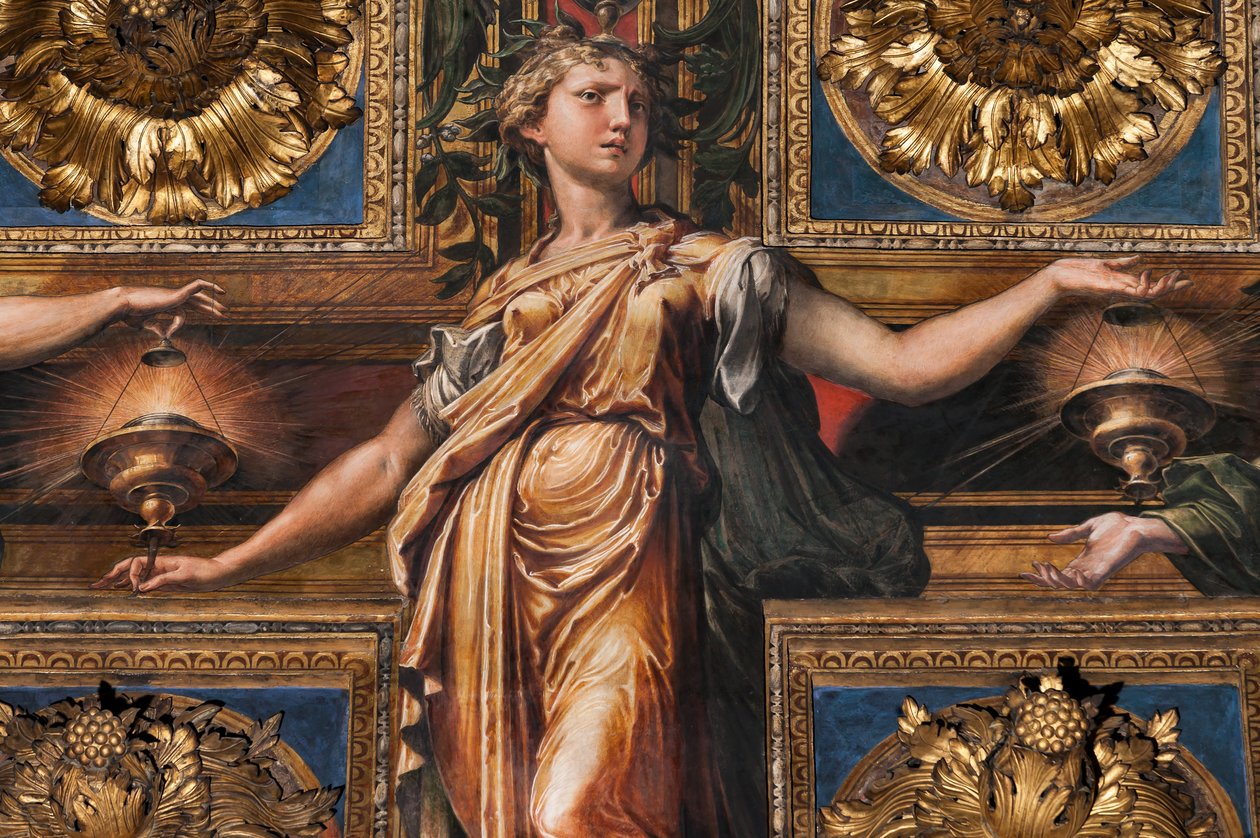 Las tres vírgenes sabias y las tres vírgenes necias, detalle de 3660863 de Parmigianino