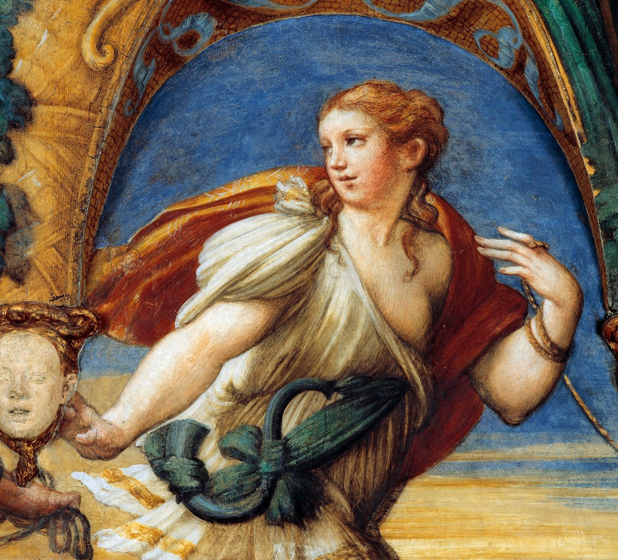 Acteón, con rasgos femeninos, del Mito de Diana y Acteón, circa de Parmigianino
