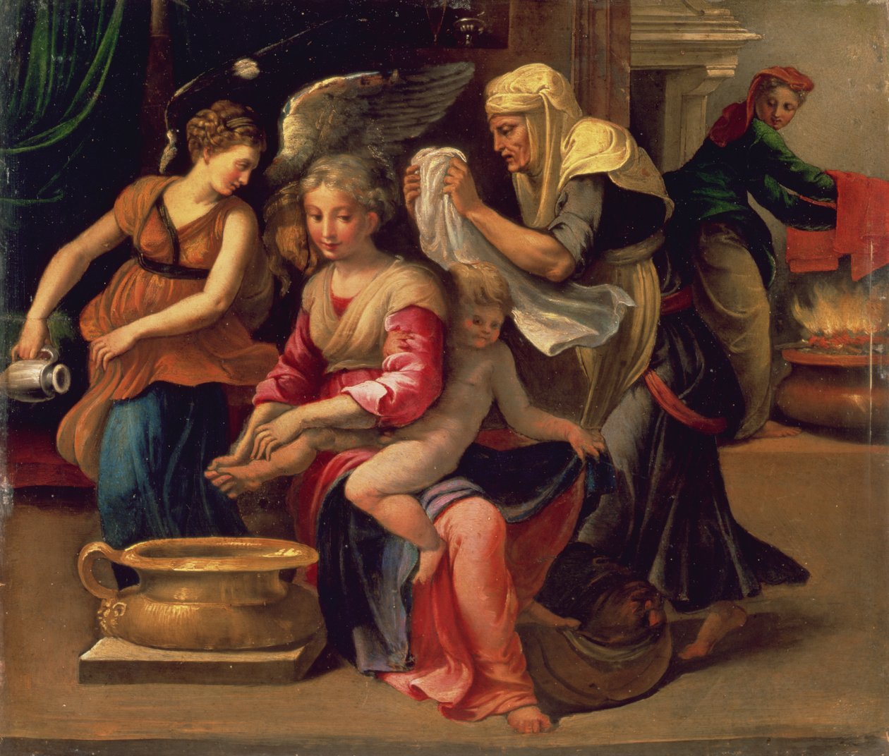 Baño de un bebé de Parmigianino