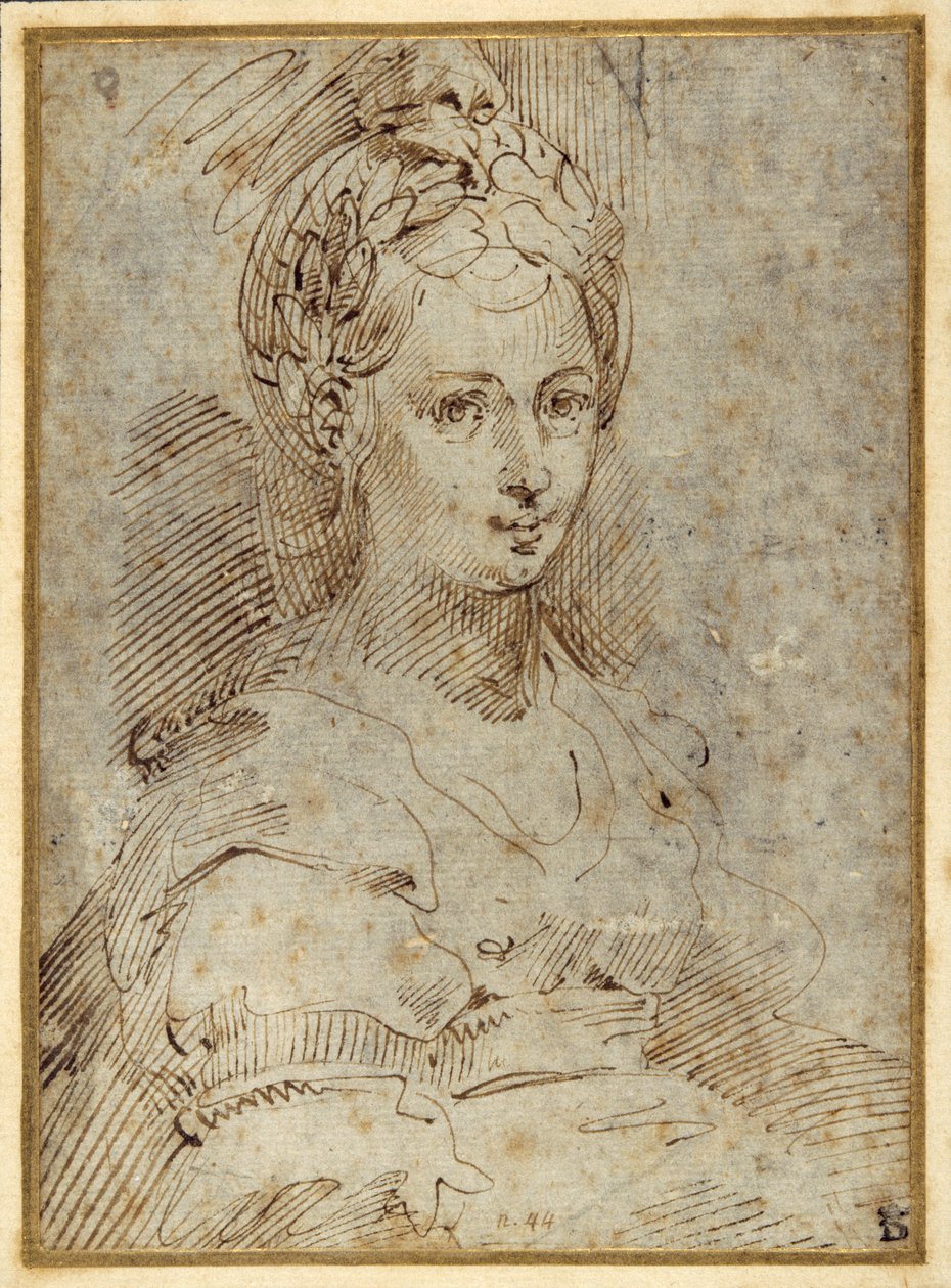 Medio cuerpo de una mujer sentada de Parmigianino