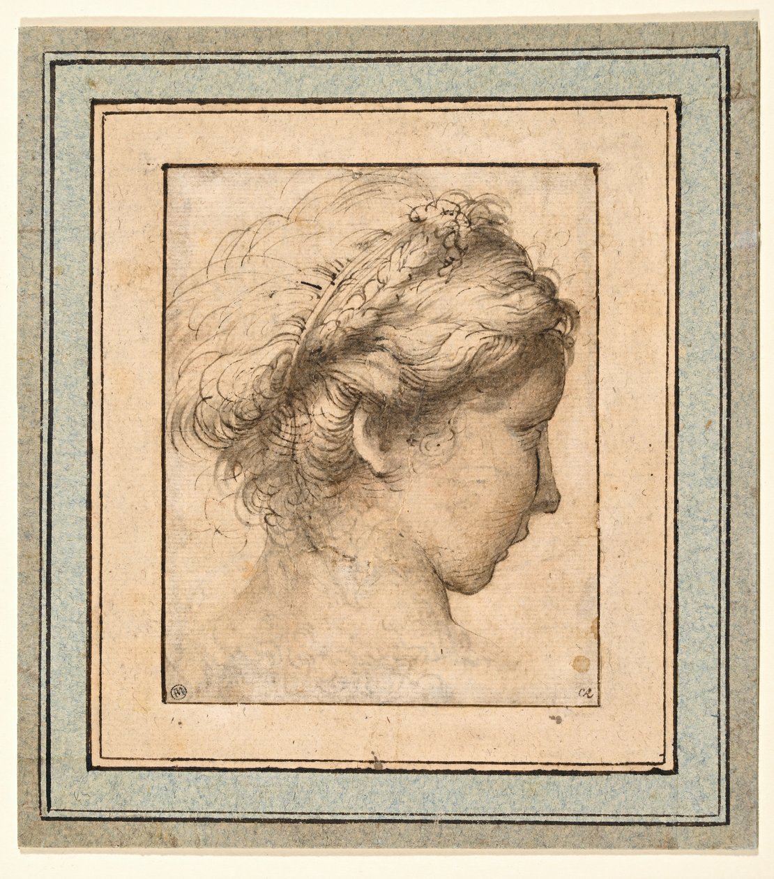 Cabeza de perfil de una niña mirando a la derecha de Parmigianino