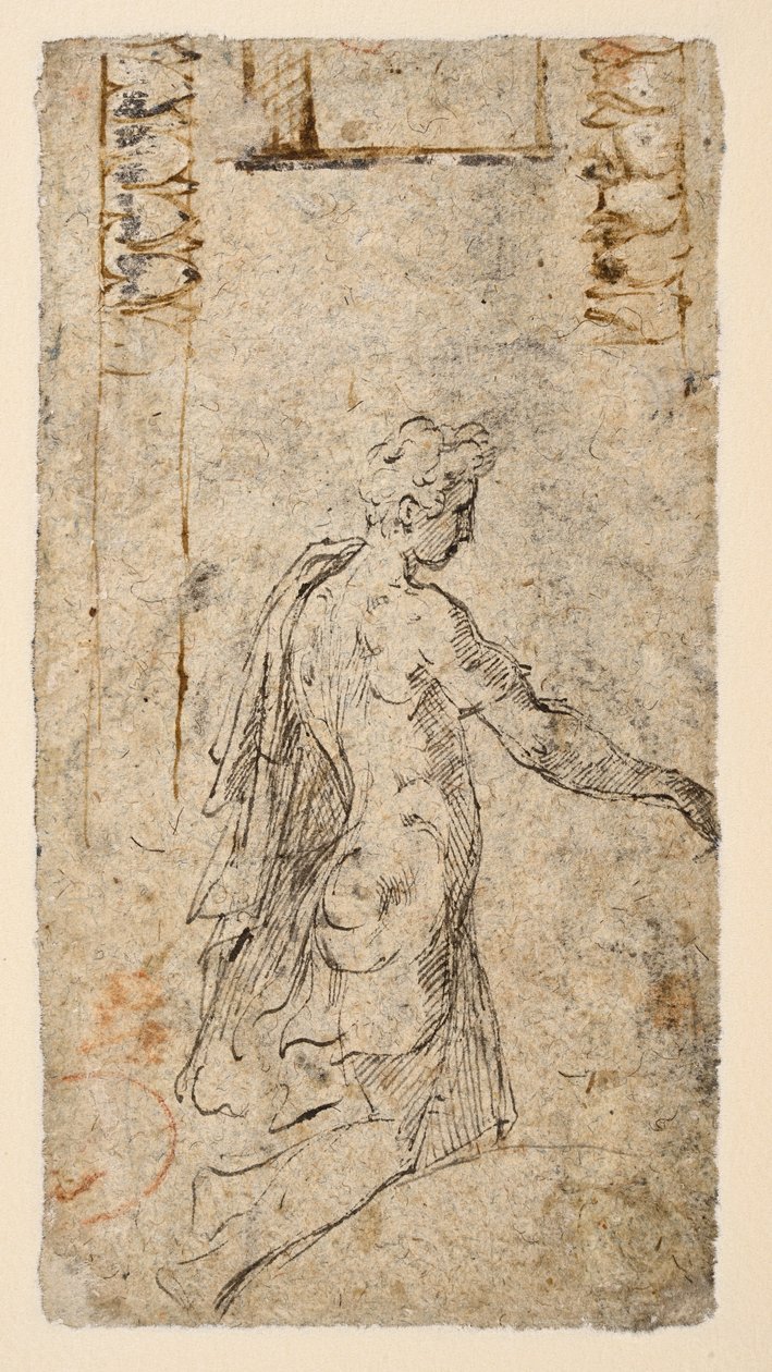 Estudio de un joven arrodillado (verso) de Parmigianino