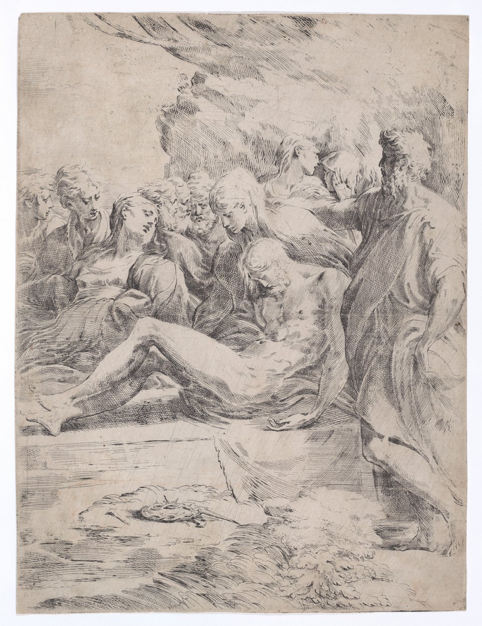 Entierro mirando a la izquierda de Parmigianino