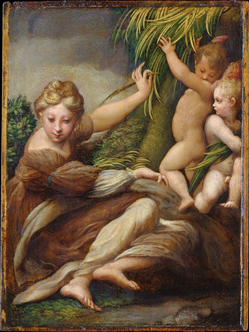 Mártir femenina con ángeles (¿Santa Catalina de Alejandría) de Parmigianino