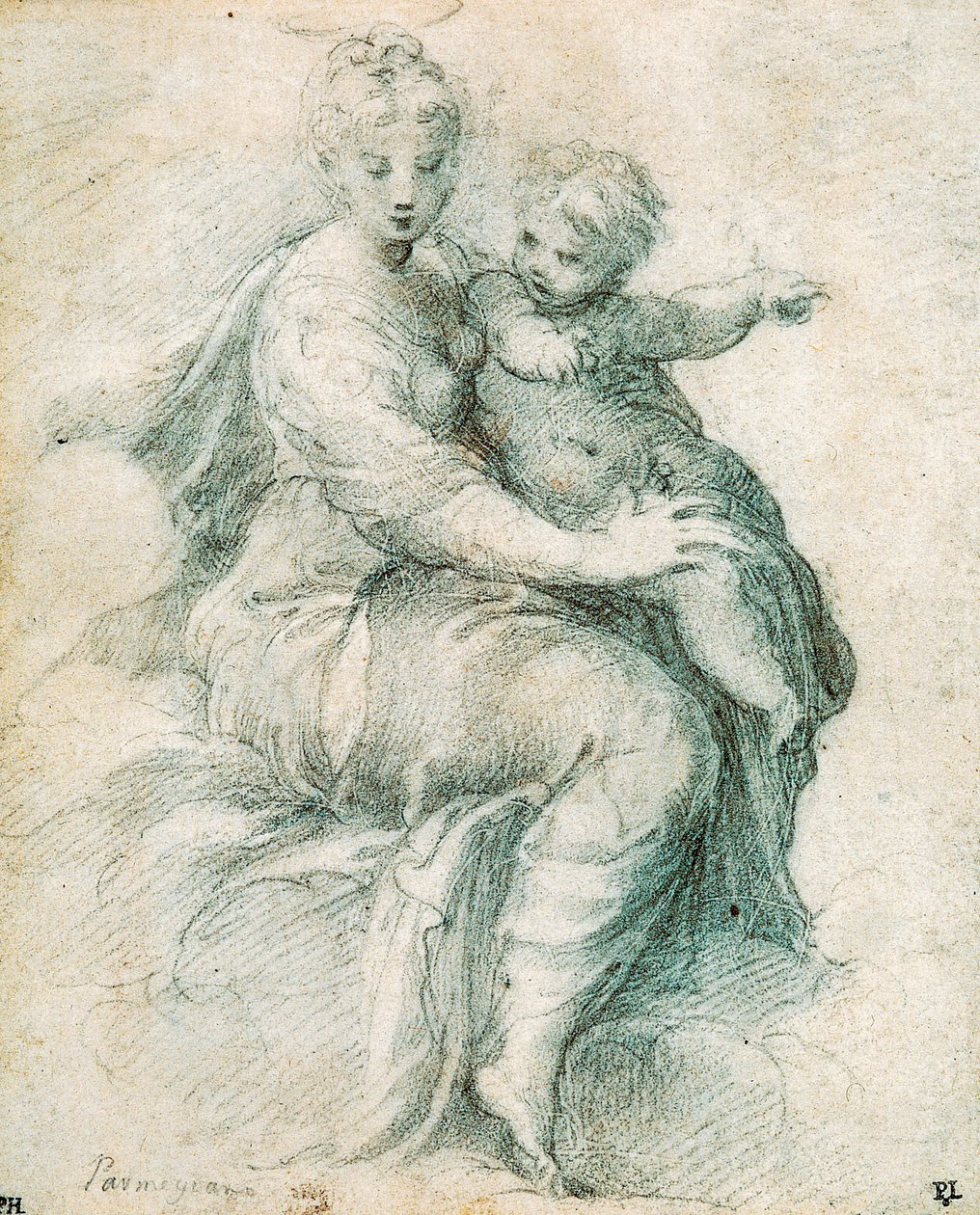 Madonna y el Niño en las nubes de Parmigianino