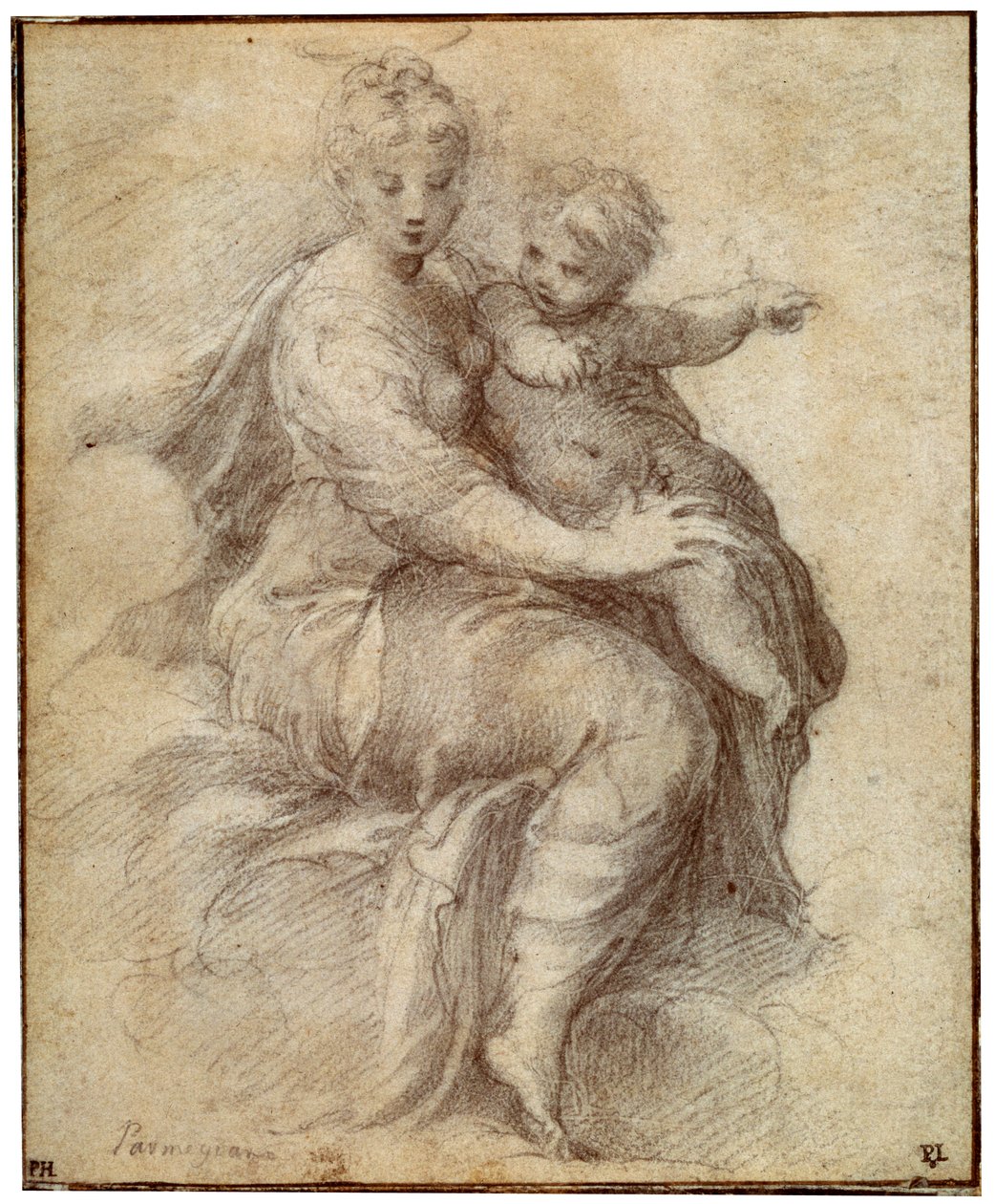 Madonna y el Niño en las nubes de Parmigianino