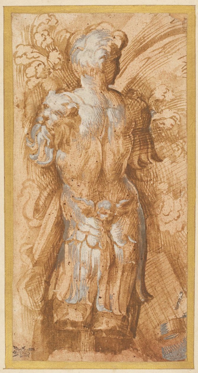 Männlicher Torso in Rüstung von hinten gesehen: Studie für Soffit-Dekoration in San Giovanni Evangelista de Parmigianino