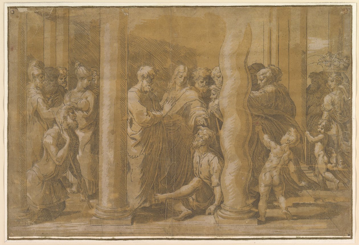 San Pedro y San Juan curando a los enfermos, principios del siglo XVI de Parmigianino