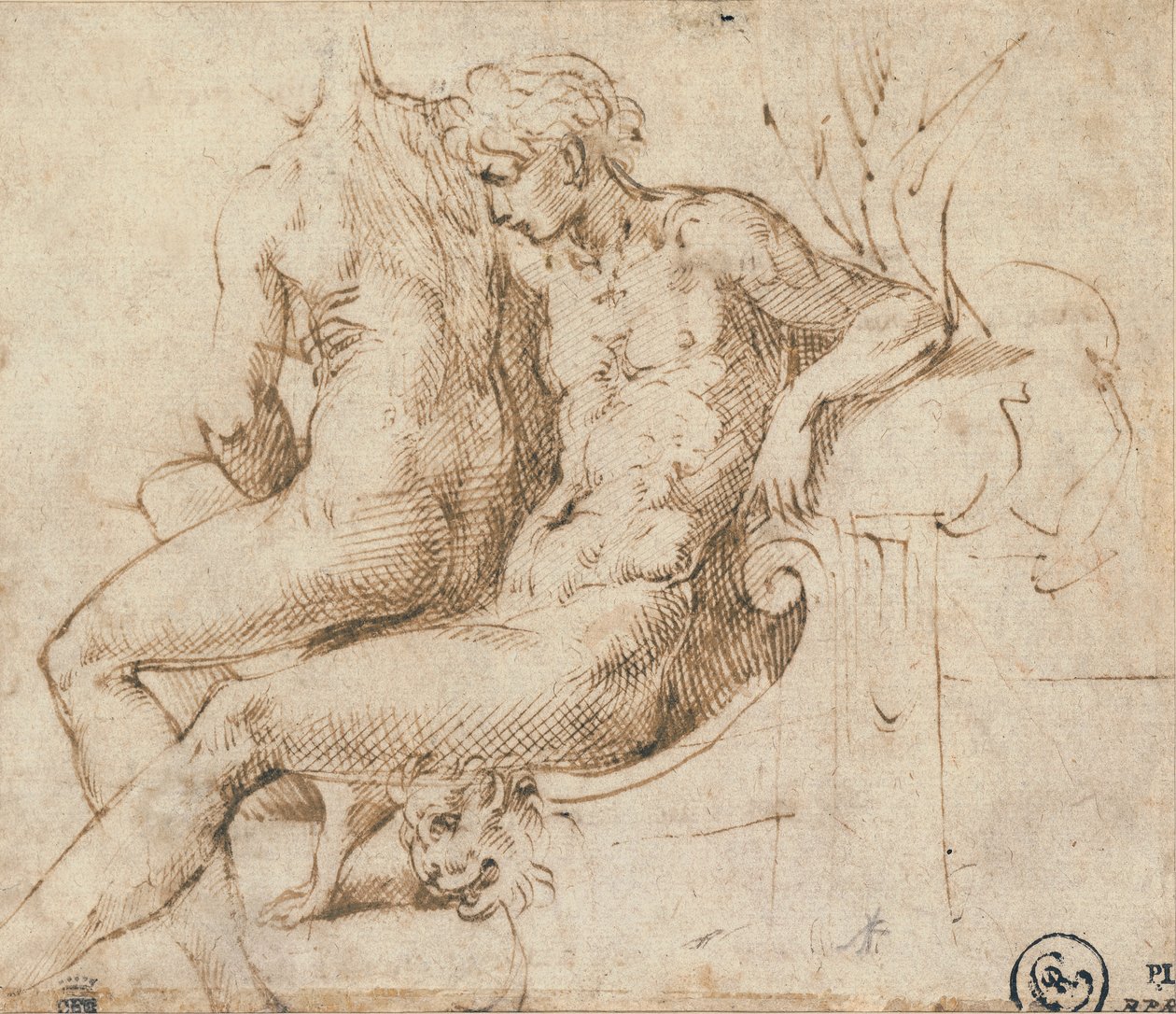 Dos amantes sentados en un sofá de Parmigianino
