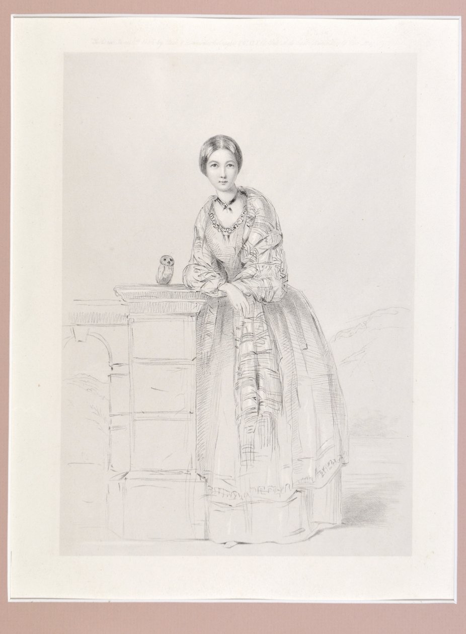 Florence Nightingale con Atenea la lechuza, pub. P. y D. Colnaghi, 1855 de Parthenope Nightingale