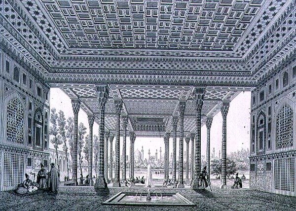Vista interior del Pabellón de los Espejos, Isfahan, lámina 35 de 