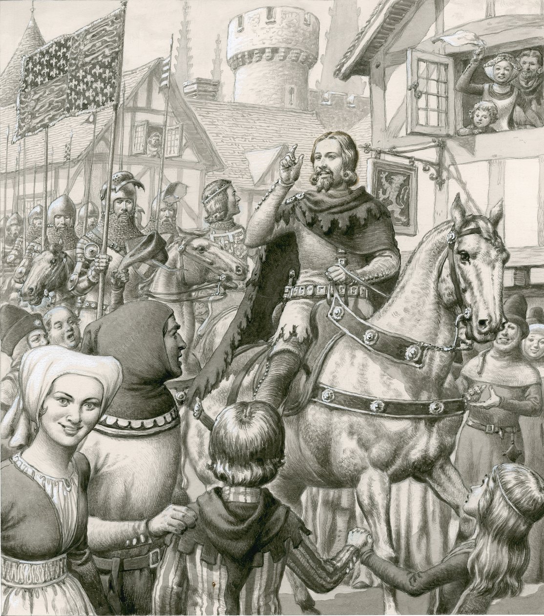 Regreso triunfal de Eduardo III (gouache sobre papel) de Pat (1907 95) Nicolle