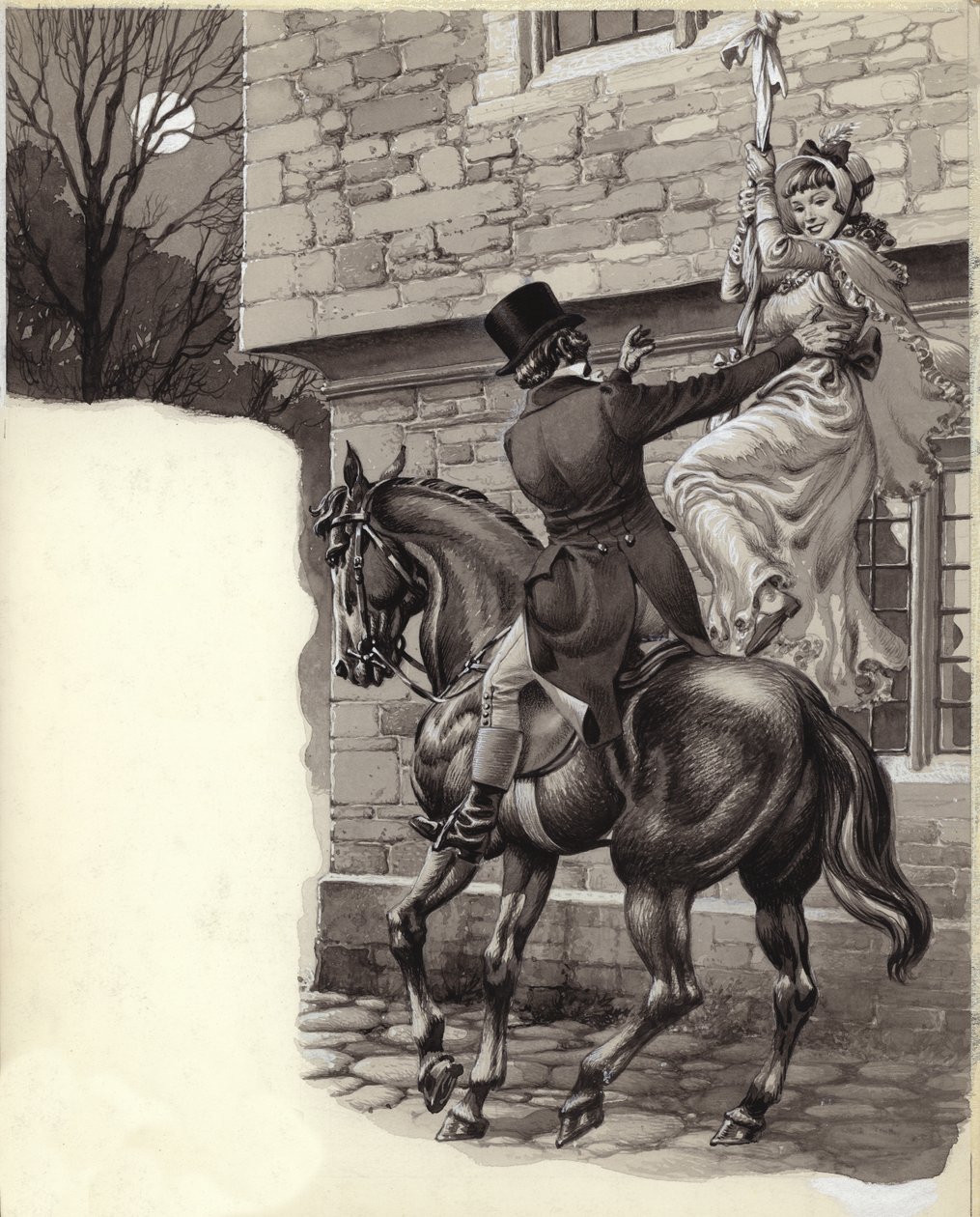 John Peel y Mary White se fugan a Gretna Green (gouache sobre papel) de Pat (1907 95) Nicolle