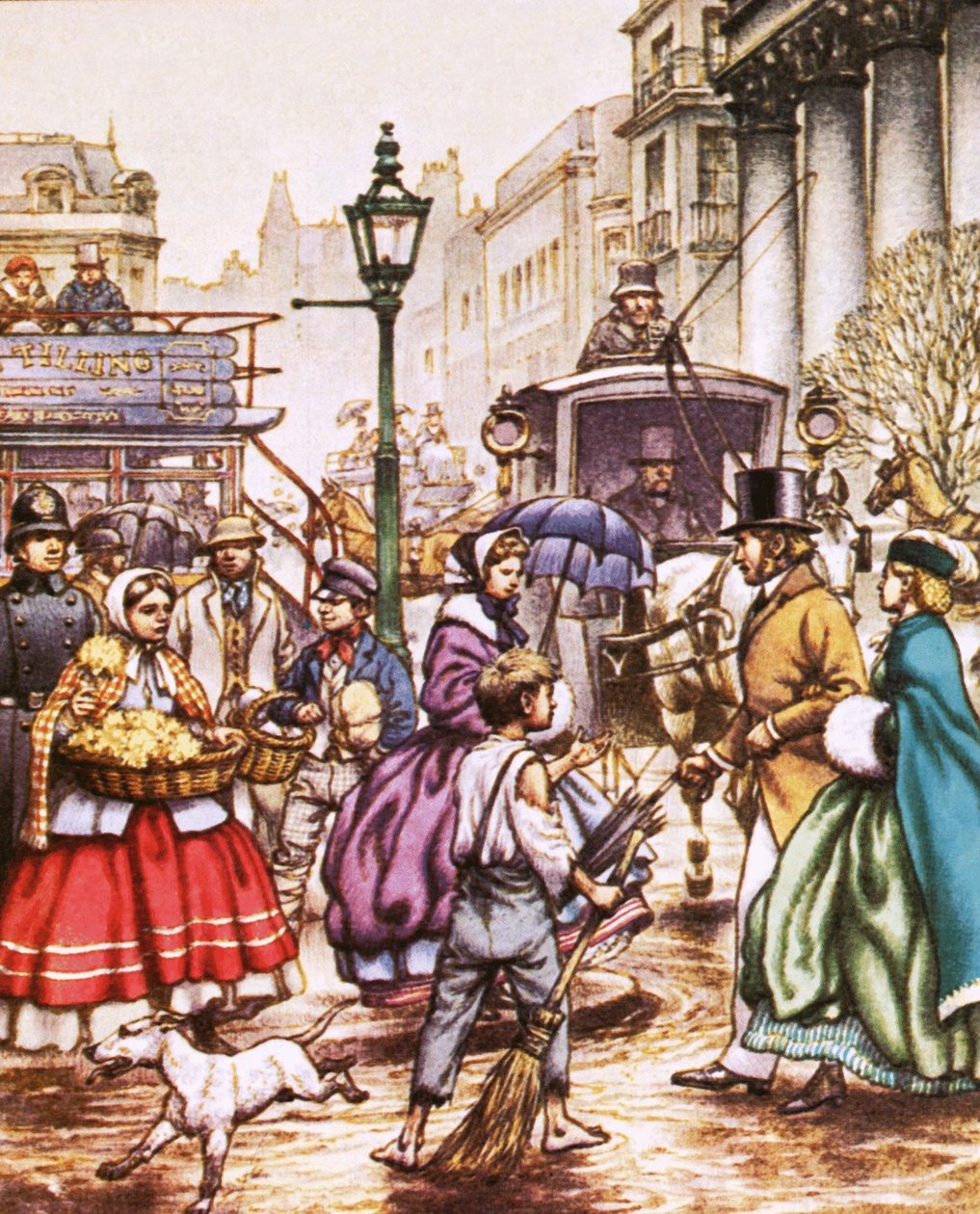 Típica escena callejera londinense de la década de 1860 de Pat (1907 95) Nicolle