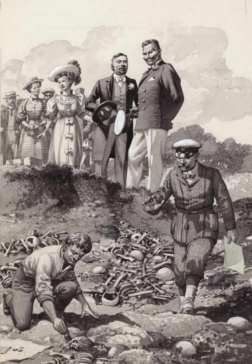 Guillermo II visita las excavaciones de Visby en Gotland en 1905 (gouache sobre papel) de Pat (1907 95) Nicolle