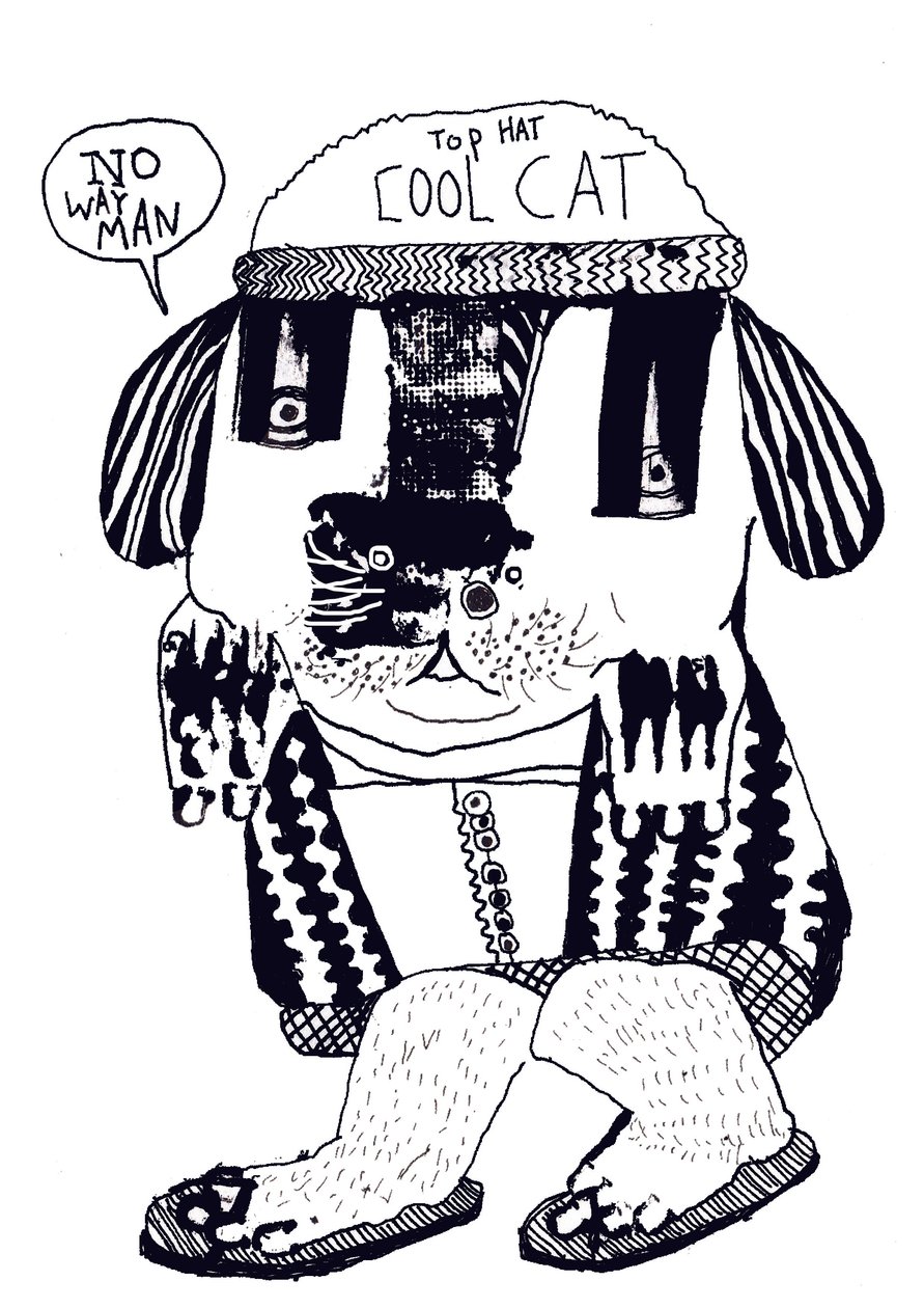 Cool Cat, 2014 (tinta y óleo) de Pat Macdonald