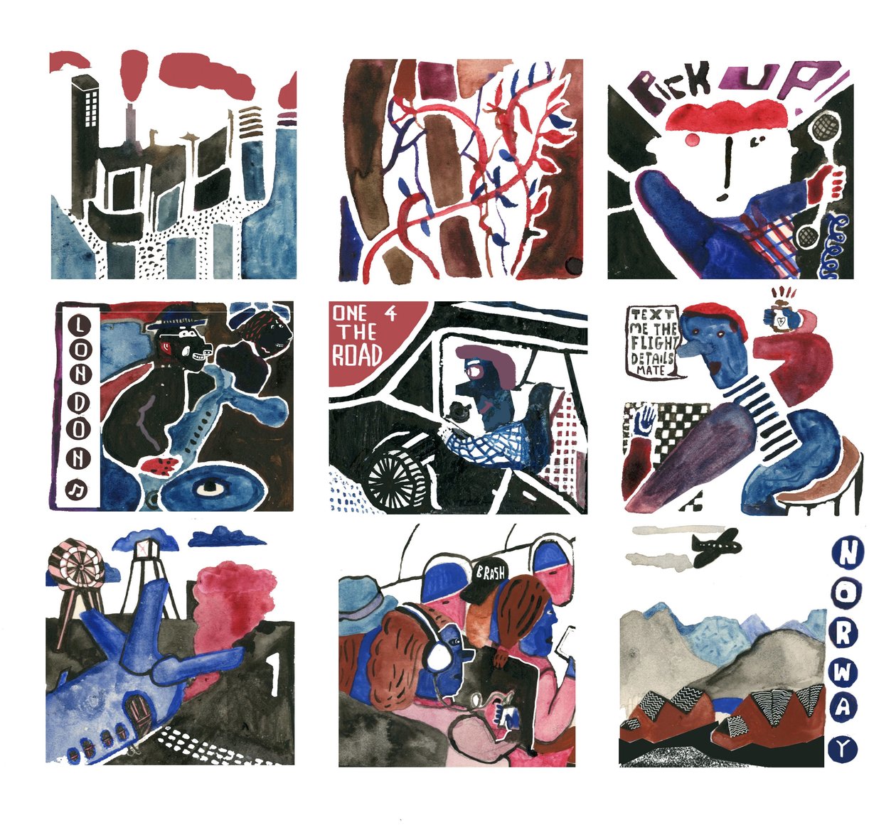 Alejarse de la ciudad para observar la vida salvaje, 2014 (acuarela) de Pat Macdonald