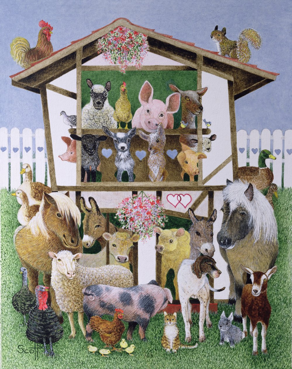 Animal Playhouse (óleo sobre lienzo) de Pat Scott