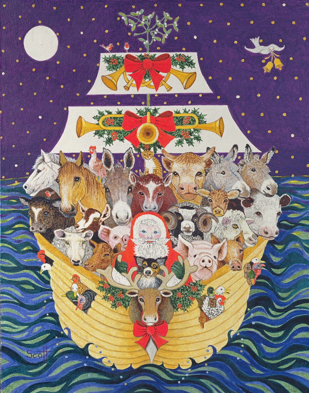 Christmas Arrival (óleo sobre lienzo) de Pat Scott