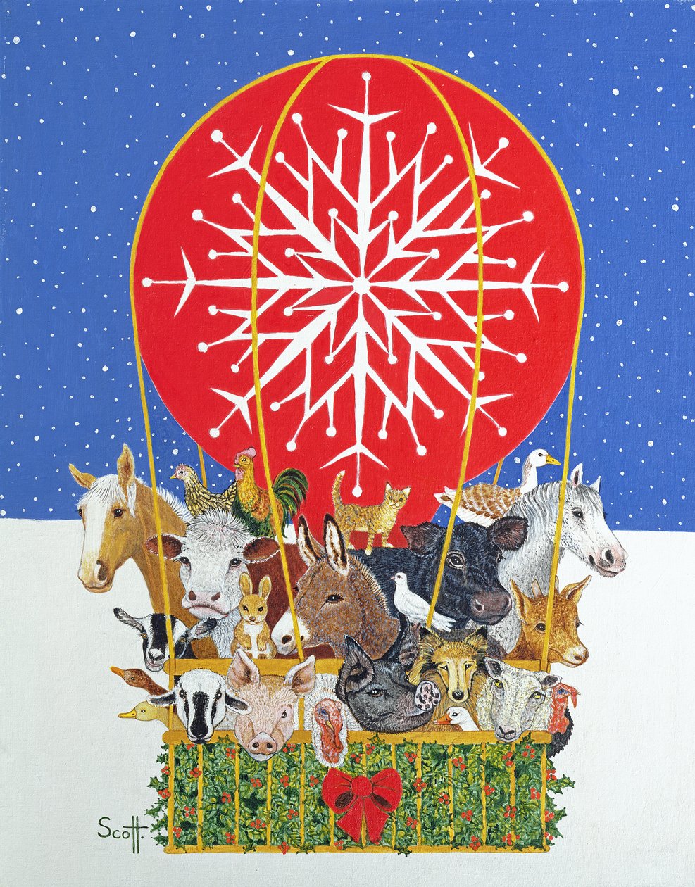Viaje de Navidad (óleo sobre lienzo) de Pat Scott