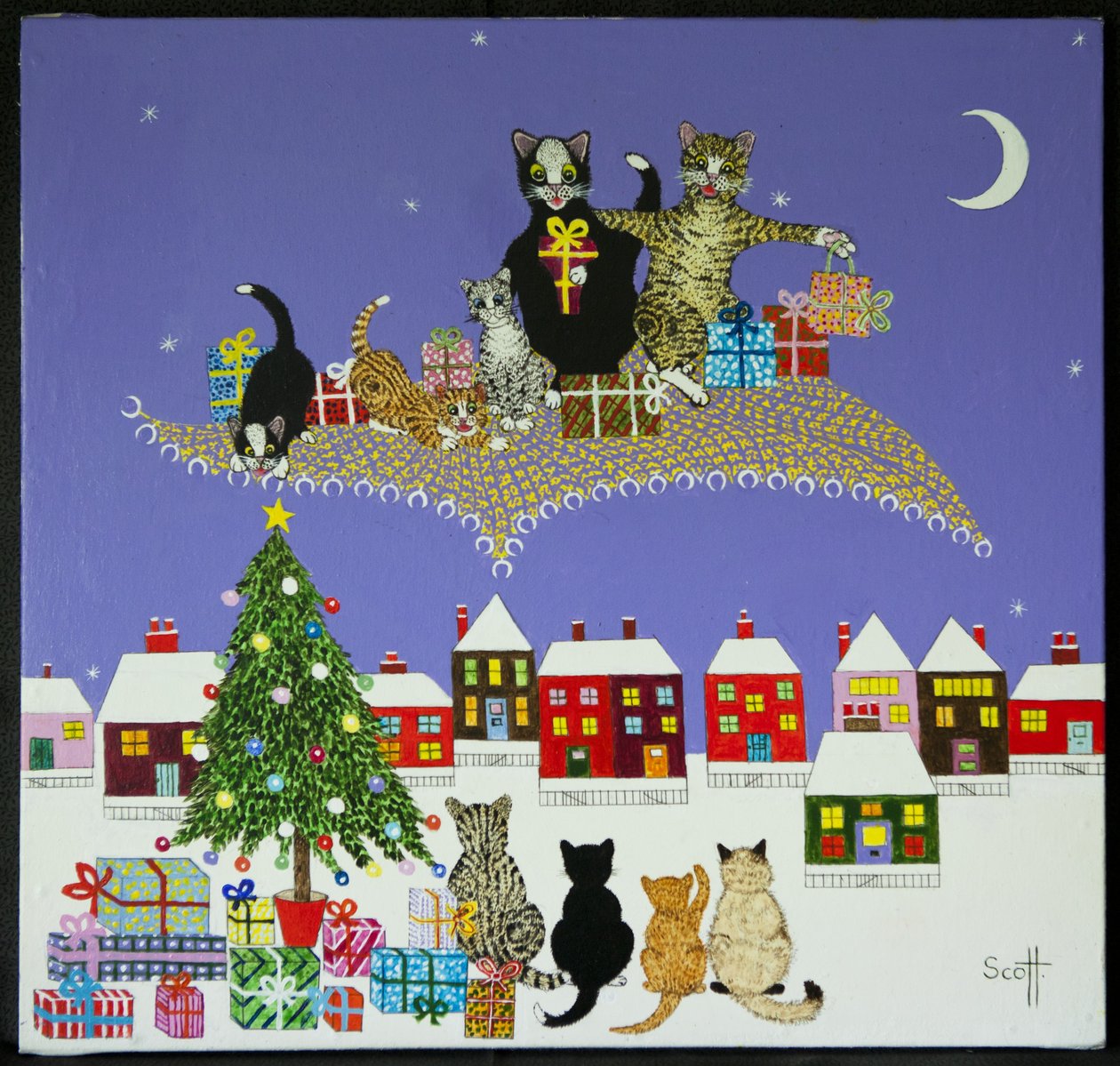 Christmas Magic (acrílico sobre percal) de Pat Scott
